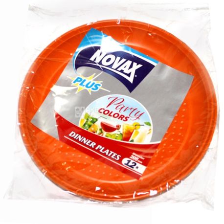 Novax Plus,Тарелки пластиковые цветные Ø 20 см,12 шт.