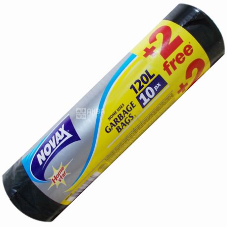 Novax, 10+2 шт., 120 л, пакети для сміття, Home Star