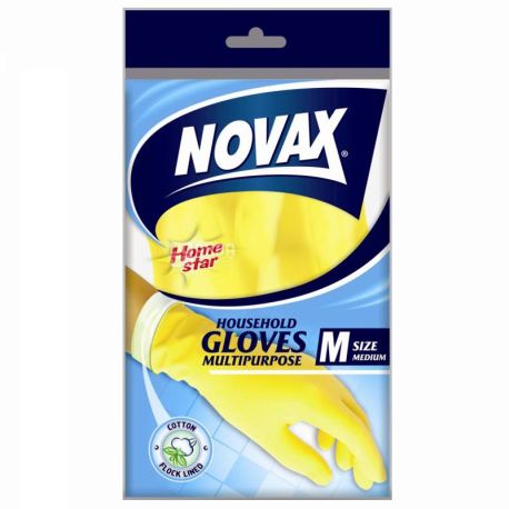 Novax, Home Star, 1 пара, Перчатки хозяйственные, прочные, размер M