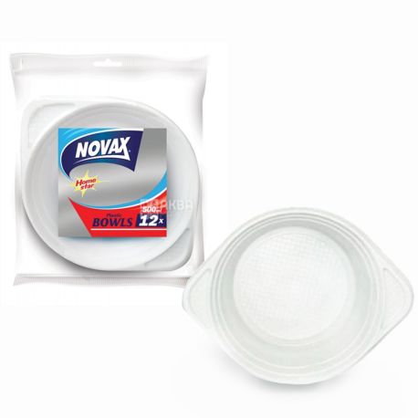 Novax, Plastic deep plates, 500 ml, Ø 19 cm, 12 pcs.