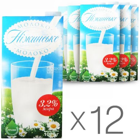 Nezhinskoe, Packing 12 pcs. on 1 l, 3,2%, Milk, Ultrapasteurized