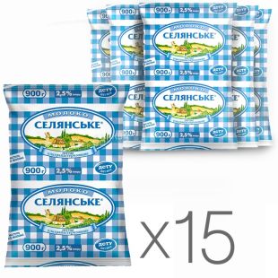 Селянське, Упаковка 15 шт. по 900 г, 2,5%, Молоко, Ультрапастеризоване