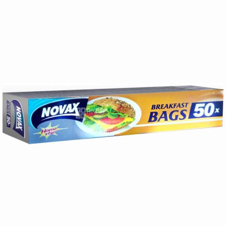 Novax, 50 шт., пакети-слайдери, Для бутербродів, З кліпсами, Home Star