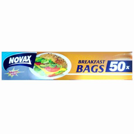 Novax, 50 шт., пакеты-слайдеры, Для бутербродов, С клипсами, Home Star