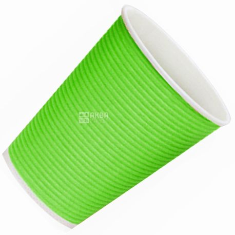 Гофростакан бумажный зеленый 250 мл, 25 шт, D80