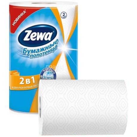 Zewa, 1 рул., Бумажные полотенца Зева, 2-х слойные, 28 м, 120 листов, 13х13 см