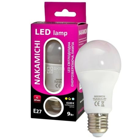 Nakamichi LED, Лампа світлодіодна, цоколь Е27, 9W, 3000 К, 220V, тепле світіння, 810 Lm, матова