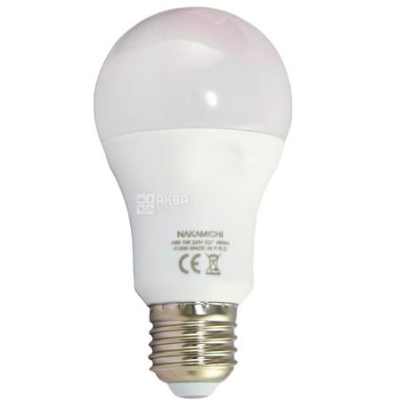 Nakamichi LED, Лампа светодиодная, цоколь Е27, 9W, 3000 К, 220V, теплое свечение, 810 Lm, матовая