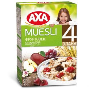 AXA, 300 г, мюсли фруктовые, 4 злака