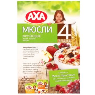 AXA, 300 г, мюсли фруктовые, 4 злака