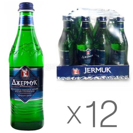 Джермук, 0,5 л, Стекло, упаковка 12 шт., Вода минеральная газированная, стекло