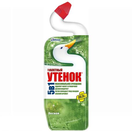 Туалетный Утенок, 500 мл, Средство для чистки унитаза, 5 в 1, Лесной