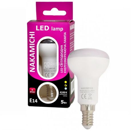 Nakamichi LED, Лампа світлодіодна, цоколь Е14, 7W, 3000 К, 220V, тепле світіння, 500 Lm, матова