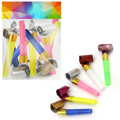 Whistle, 10 pcs., 5.5 cm, Carnival, Assorted