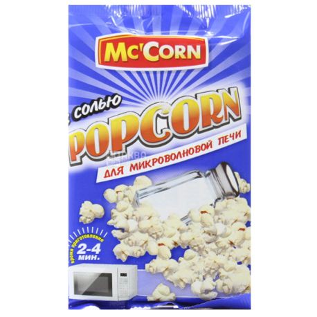 Mc'Corn, 90 г, Попкорн, С солью, Для микроволновой печи