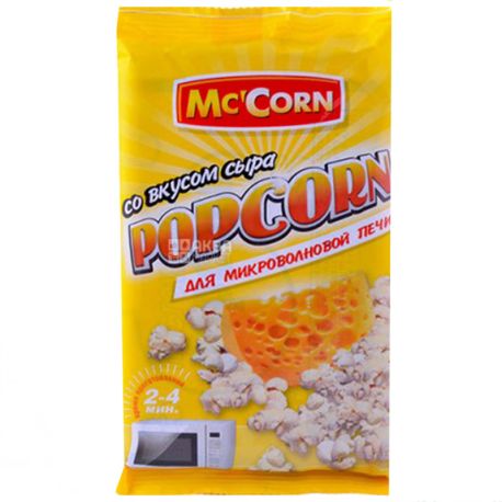 Mc'Corn, 90 г, Попкорн, Зі смаком сиру, Для мікрохвильової печі
