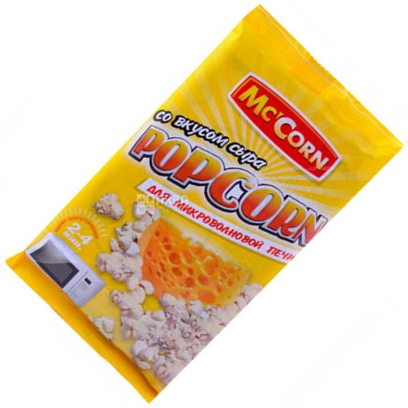 Mc'Corn, 90 г, Попкорн, Зі смаком сиру, Для мікрохвильової печі
