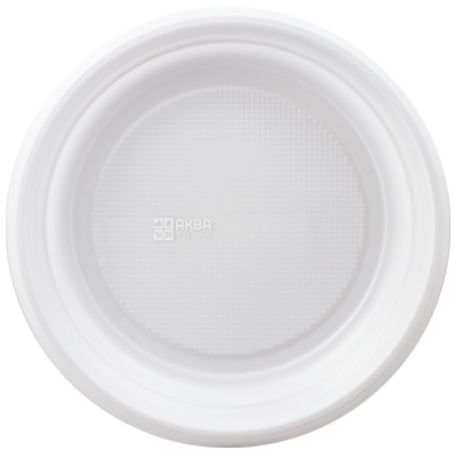 Plastic plate, 100 pcs., 170 mm, Dessert, White