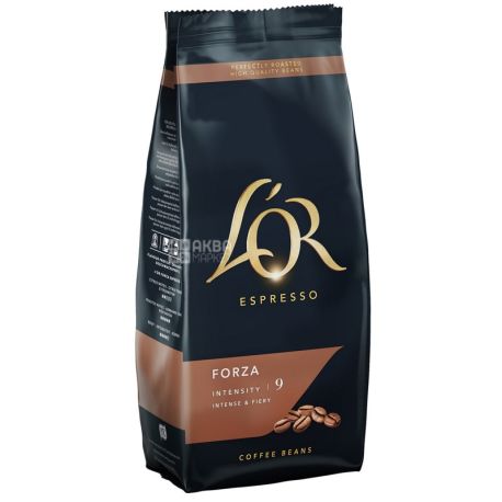 L’OR Espresso Forza, 500 г, Кофе Лор Эспрессо Форза, темной обжарки, в зернах