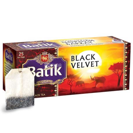 Batik, Black Velvet, 25 пак., Чай Батік, Блек Вельвет, чорний