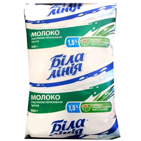 Белая Линия, 900 г, 1,5%, Молоко, Ультрапастиризованное
