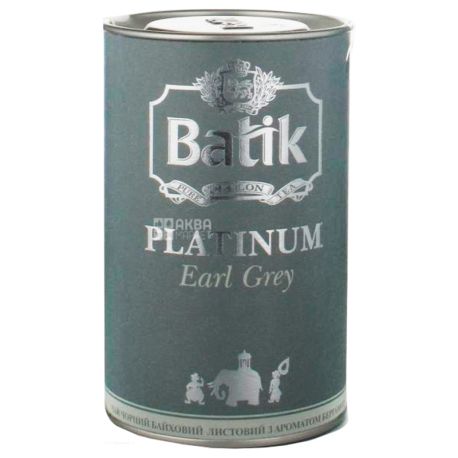 Batik, Platinum Earl Grey, 100 г, Чай Батік, Ерл Грей, чорний середньолистовий, з бергамотом, ж / б