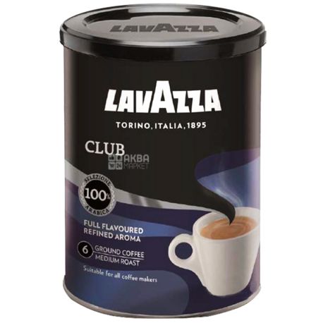 Lavazza, Club, 250 г, Кофе Лавацца, Клаб, средней обжарки, молотый, ж/б
