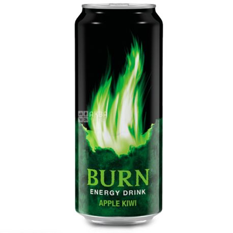Burn Apple Kiwi, 0,25 л, Напиток энергетический Бёрн Эппл Киви