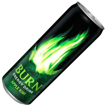 Burn Apple Kiwi, 0,25 л, Напиток энергетический Бёрн Эппл Киви