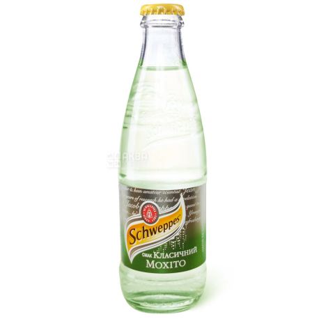 Schweppes, Classic Mojito, 0,25 л, Швепс, Классический Мохито, Вода сладкая, с соком лайма, стекло