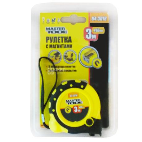 MASTER TOOL, 3 м, рулетка, MAGNETIC, С магнитами, 64-3016