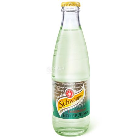Schweppes, Bitter Lemon, 0,25 л, Швепс, Ориджинал Биттер Лимон, Вода сладкая, с натуральным соком, стекло
