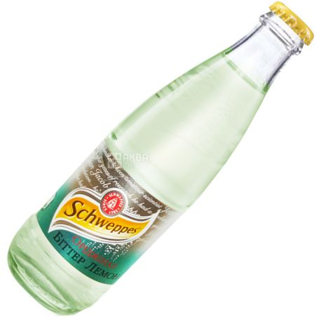 Schweppes, Bitter Lemon, 0,25 л, Швепс, Ориджинал Биттер Лимон, Вода сладкая, с натуральным соком, стекло