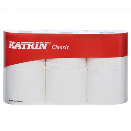 Katrin, Classic, 6 рул.,Туалетная бумага Катрин, 2-х слойная, 400 отрывов, 50 м