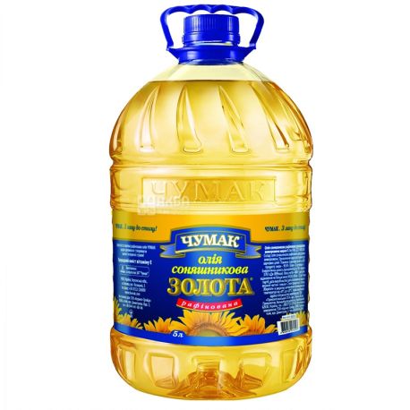 Chumak, 5l, Sunflower oil, Refined, Golden, PET