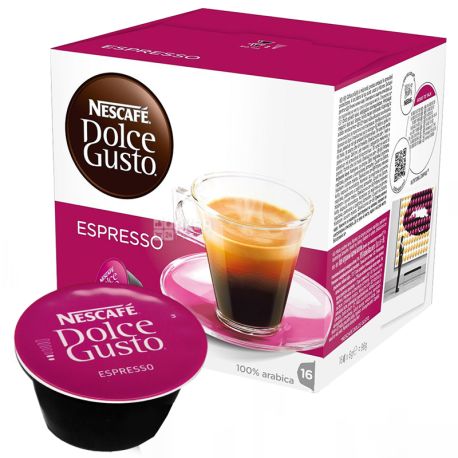 Nescafe Dolce Gusto Espresso, 16 шт., Кава Нескафе Еспрессо, середнього обсмаження, в капсулах