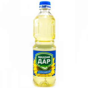 Щедрый дар, 0,5 л, Масло подсолнечное, Рафинированное, Холодная рафинация, ПЭТ