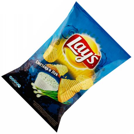 Lay's, 133 г, Чипсы картофельные, Сметана и лук, Рифленые