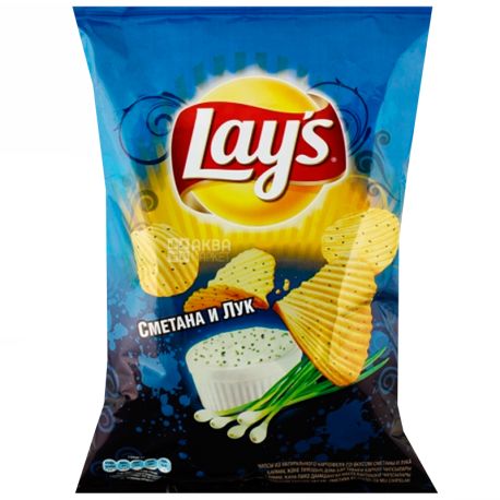 Lay's, 133 г, Чипсы картофельные, Сметана и лук, Рифленые