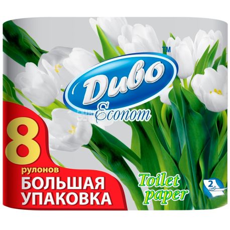 Диво Econom, 8 рул., Туалетная бумага, Эконом, 2-х слойная