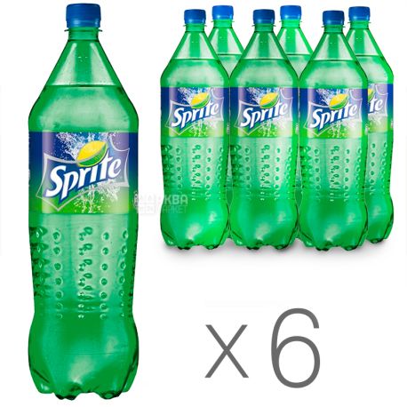 Sprite, Упаковка 6 шт. по 2 л, Спрайт, Вода сладкая, со вкусом лайма и лимона, ПЭТ