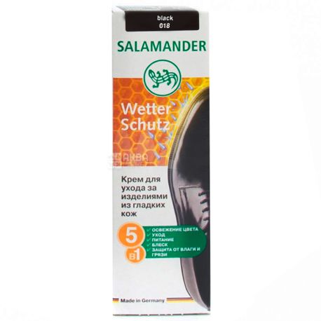 Salamander, 75 ml, Smooth Leather Shoe Polish, Black, Professional Wetter Shutz, Tube