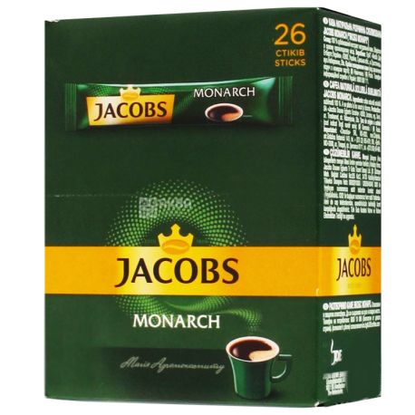 Jacobs Monarch, 26 шт. х 1,8 г, Кава Якобс Монарх, розчинний в стіках