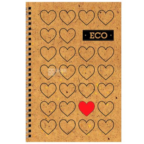 Mizar + Eco, 80 аркушів, Блокнот на пружині Серця, А6, клітинка