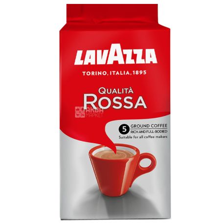 Lavazza, Qualita Rossa, 250 г, Кава Лаваца, Куаліта Росса, середнього обсмаження, мелена