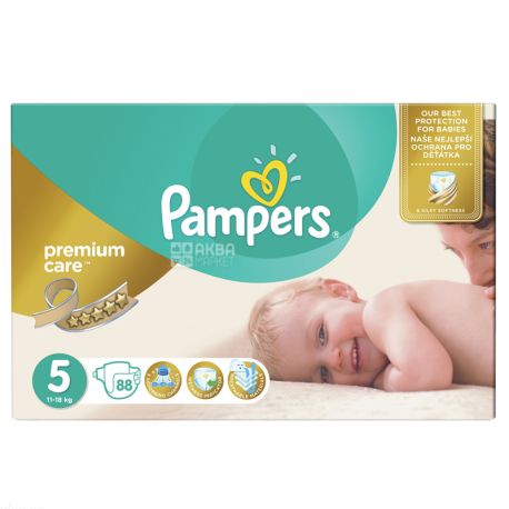 Pampers Premium Care, 88 шт., Памперс, Підгузки, Розмір 5, 11-18 кг