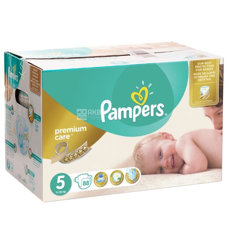 Pampers Premium Care, 88 шт., Памперс, Підгузки, Розмір 5, 11-18 кг