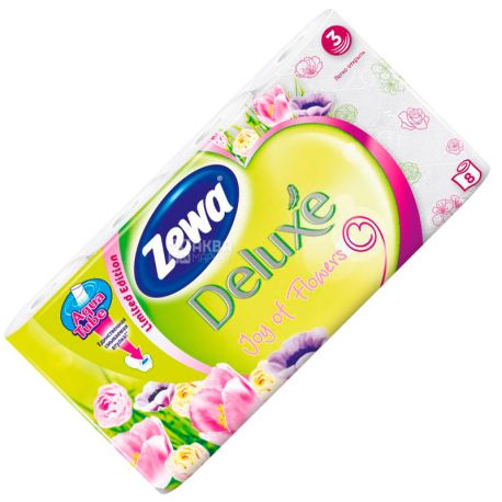 Zewa Deluxe Joy of Flowers, 8 rolls, toilet paper