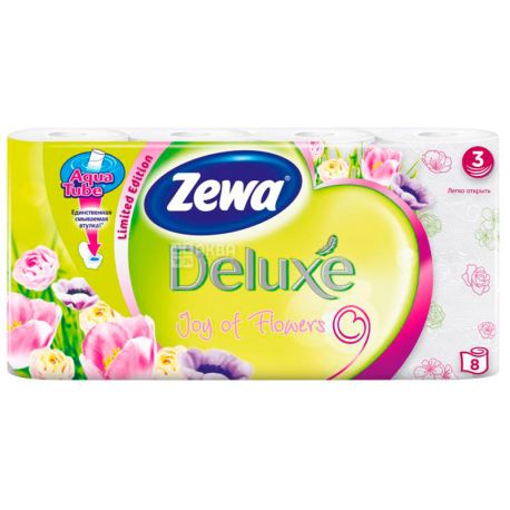 Zewa Deluxe Joy of Flowers, 8 rolls, toilet paper