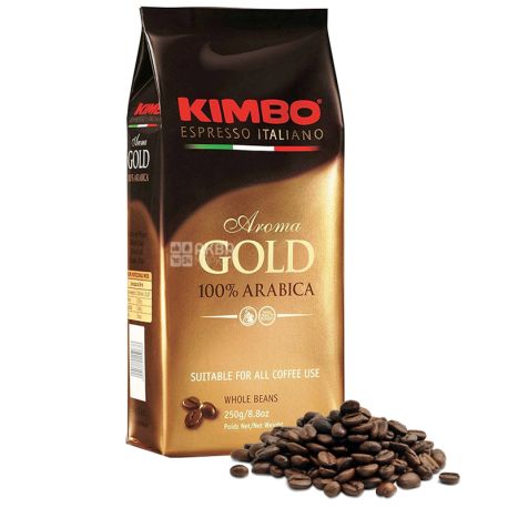 Kimbo Aroma Gold, 250 г, Кофе Кимбо Арома Голд, средней обжарки, в зернах